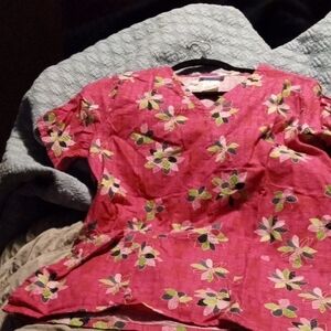 SB Scrubs Pink Floral Blouse